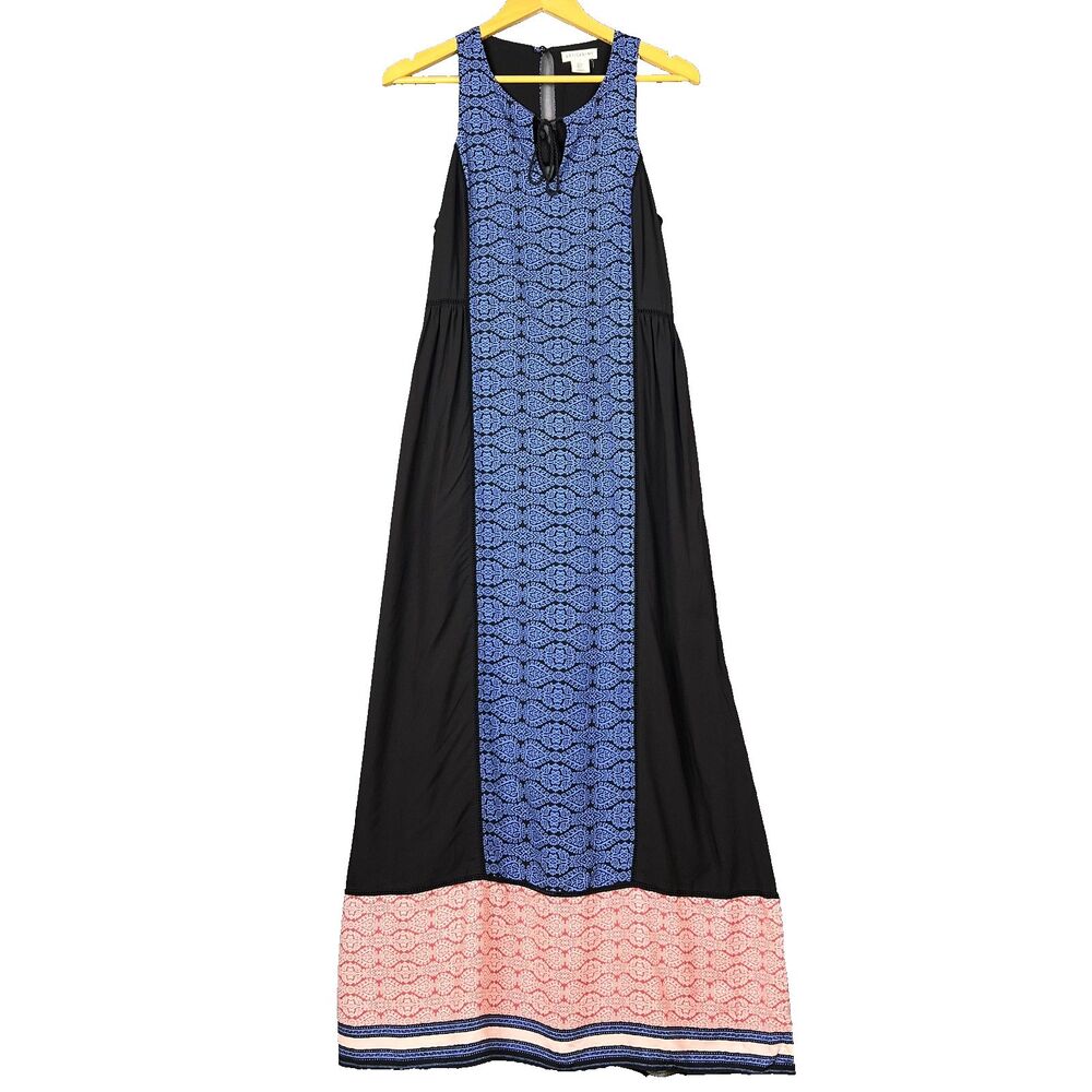 Artisan NY Womens Boho Back Keyhole Button Geometric Panel Maxi Dress Size Small